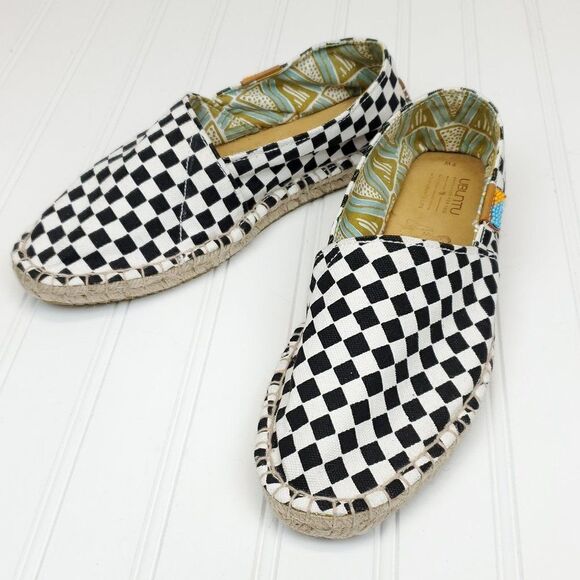 Ubuntu Afridrilles Black & White Checker Espadrilles - Picture 3 of 9